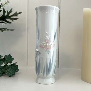 Vintage Otagiri Floral Lite Small Pillar, Chimney Vase